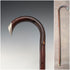 1899 British antique brown shaft, curved handle, pure silver decoration, walking stick, 85cm